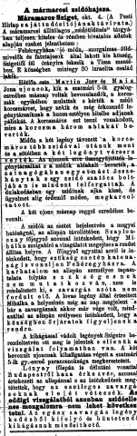 „A máramarosi zsidóhajsza.” (Forrás: Pesti Hírlap, 1882. 10. 05., 4. o.)
